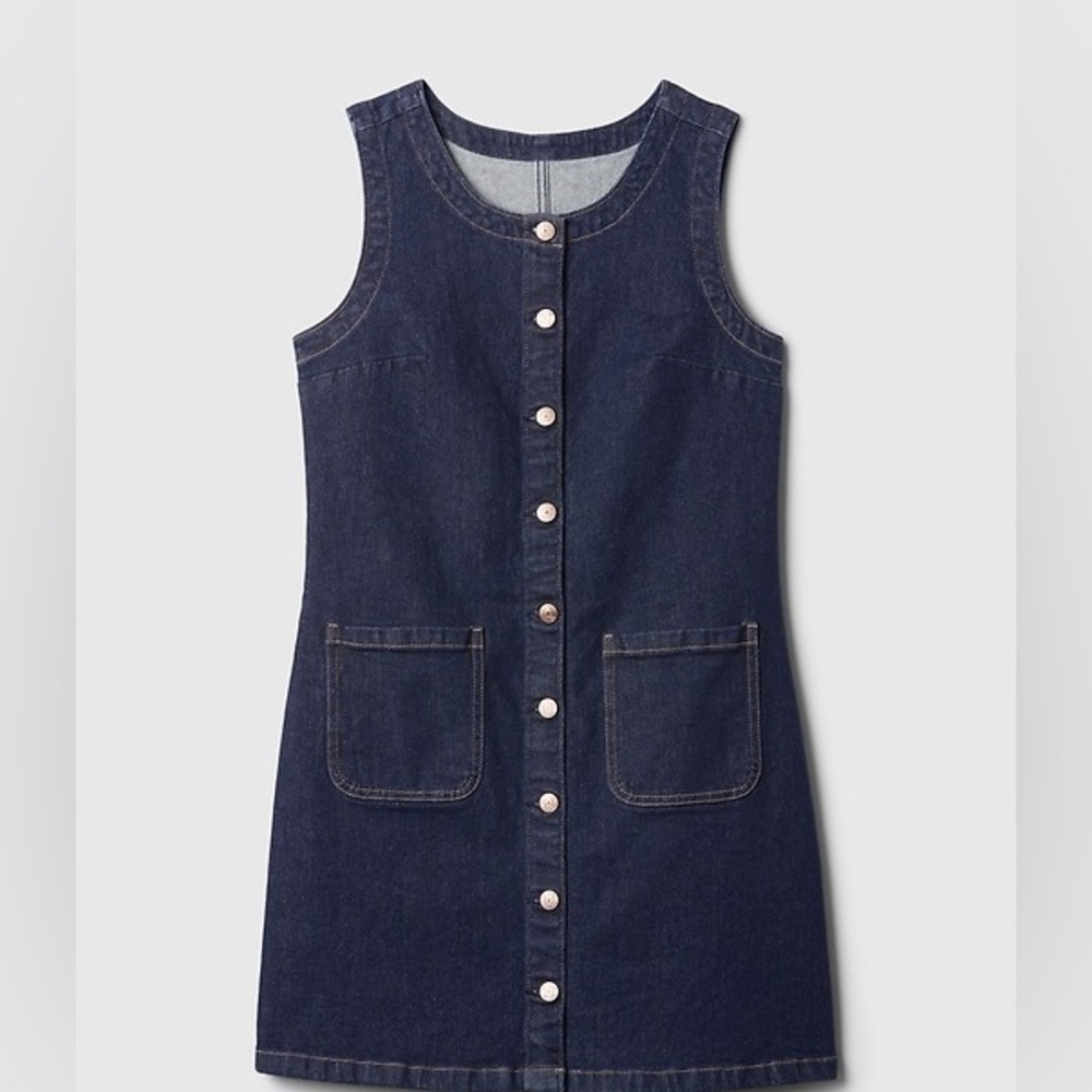 GAP Button-Front Dark Denim Shift Dress